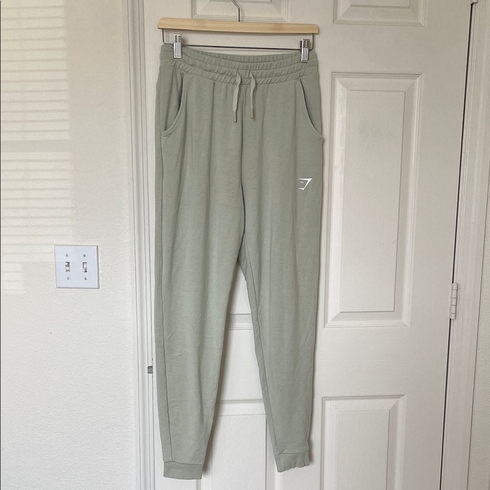 Gymshark Sage Green Joggers, size medium